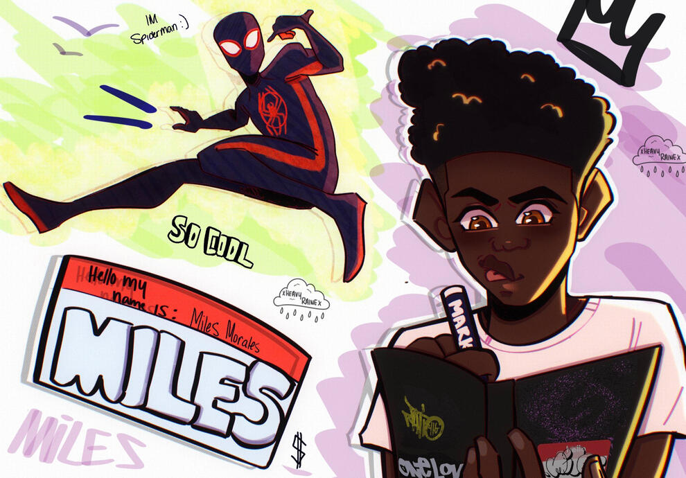 Spider-Man drawing Spider-Man!