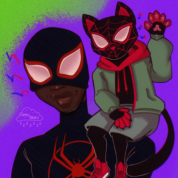 Spidey and his cat counterpart!